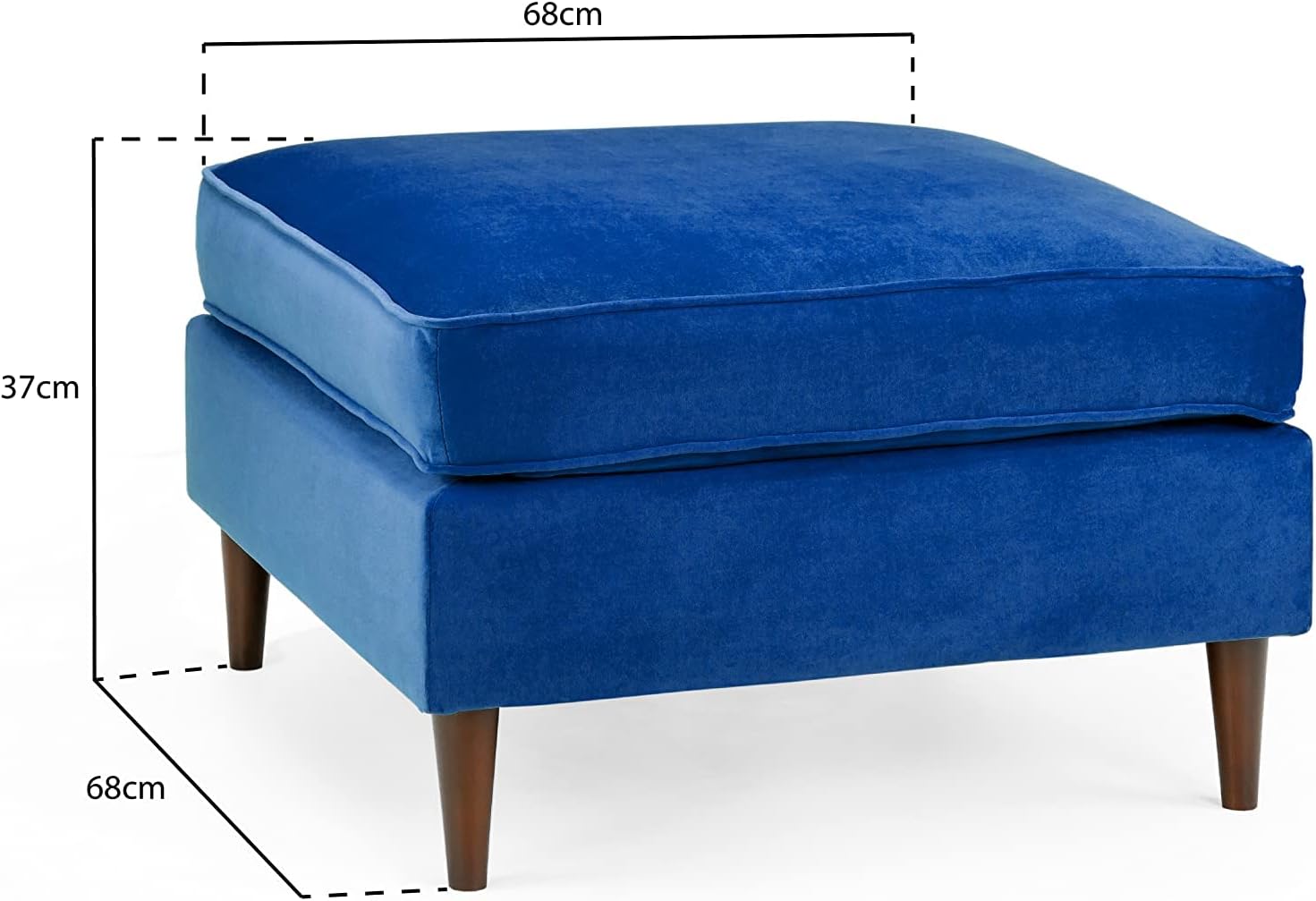 Barkham Plush Blue Fabric Footstool - Image 3