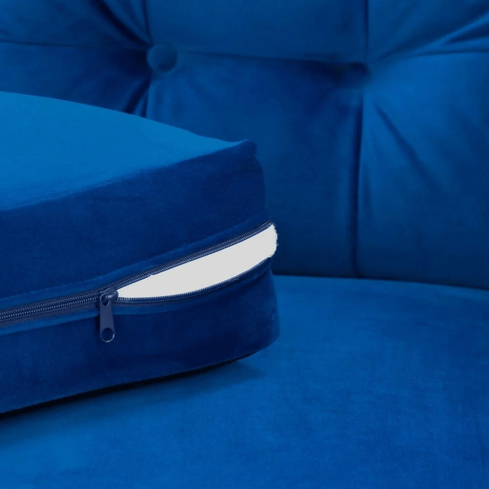 Portebello Plush Blue Fabric Left Hand Facing Corner Sofa - Image 4