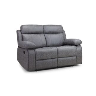 Lauder Grey Leather Recliner 2 Seater Sofa