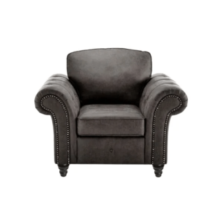 Maxen Charcoal Leather Armchair