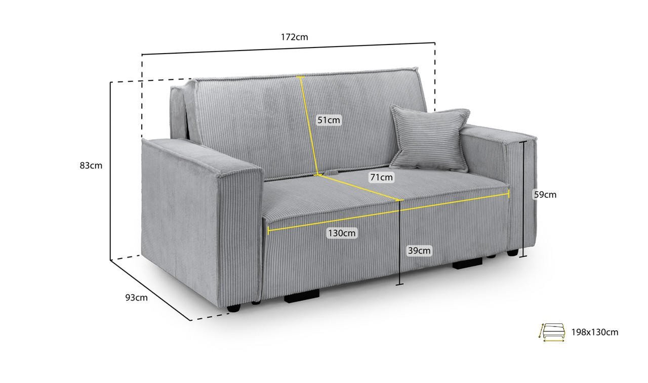 Lvalee Grey Fabric 2 Seater Sofa Bed - Image 3