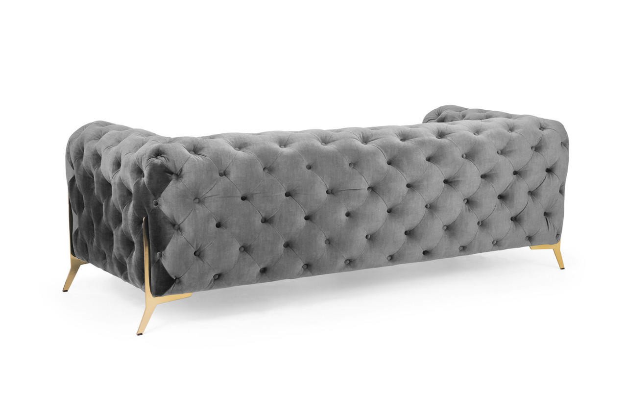 Casimir Chesterfield Grey 3 Seater Sofa - Image 2