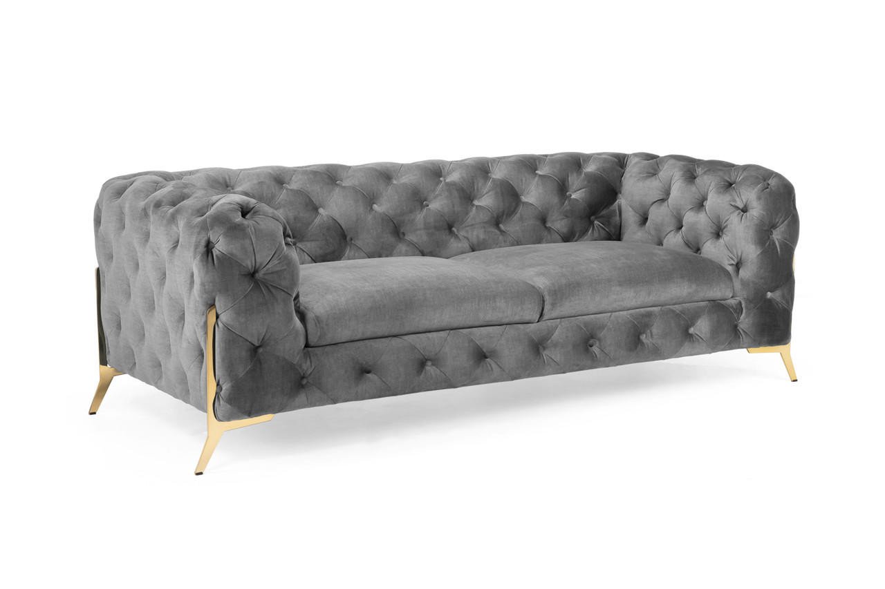 Casimir Chesterfield Grey 3 Seater Sofa - Image 3