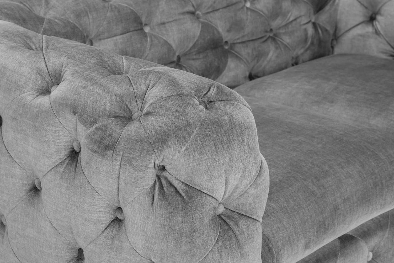 Casimir Chesterfield Grey 3 Seater Sofa - Image 5