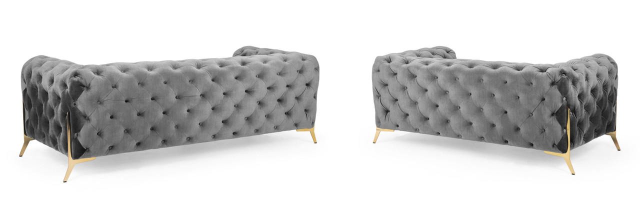 Casimir Chesterfield Grey 3 Seater Sofa - Image 6