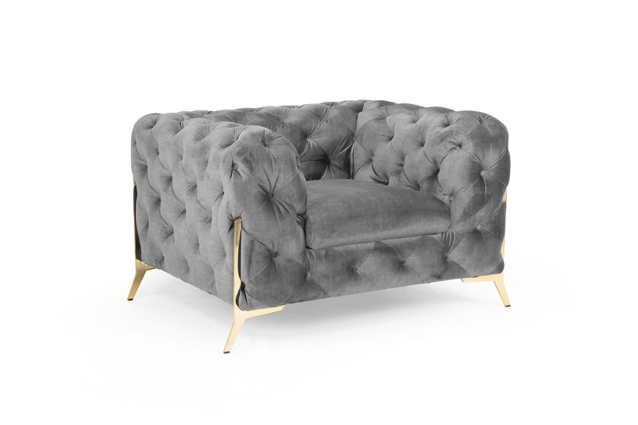 Casimir Chesterfield Grey Armchair