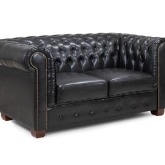 Mallow Black Leather 2 Seater Sofa