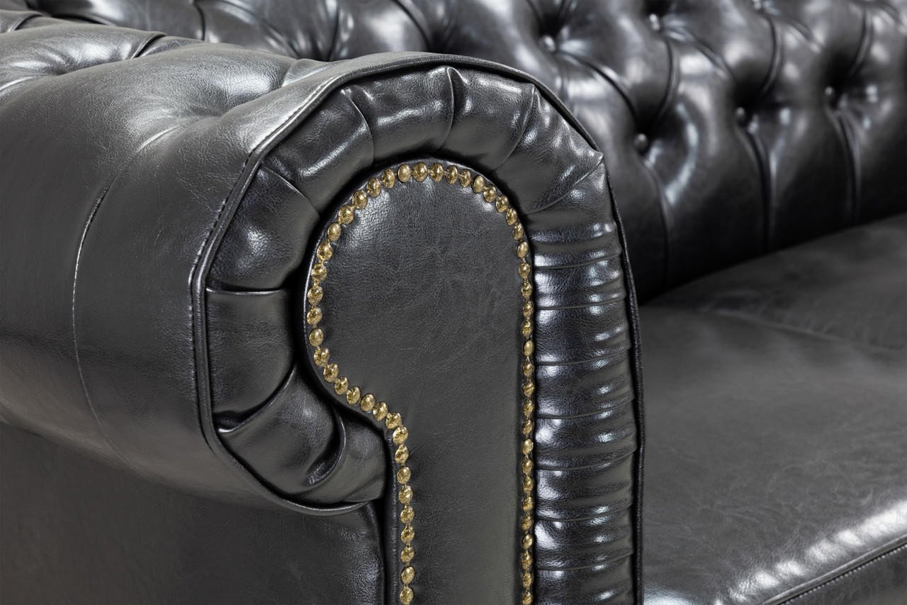 Mallow Black Leather 2 Seater Sofa - Image 4