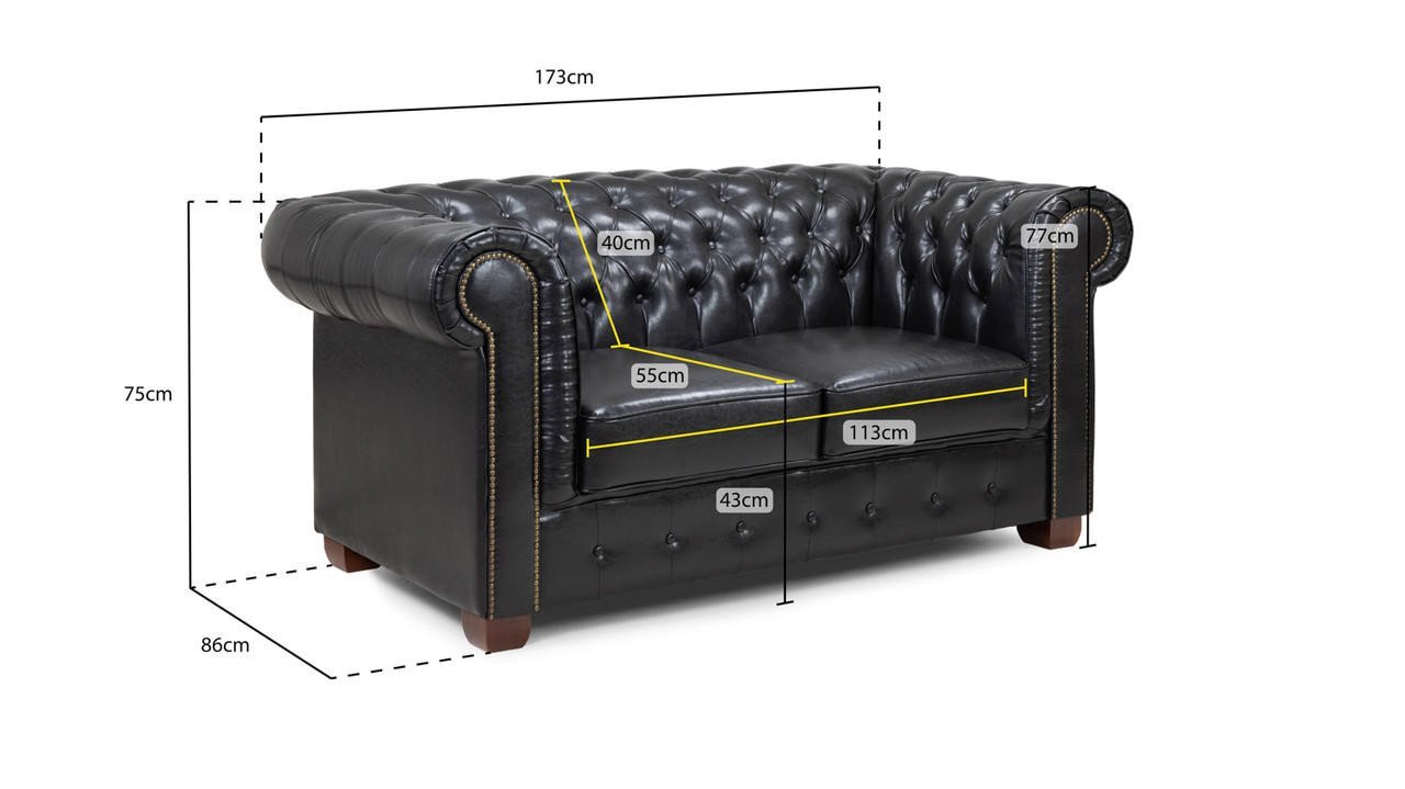 Mallow Black Leather 2 Seater Sofa - Image 7