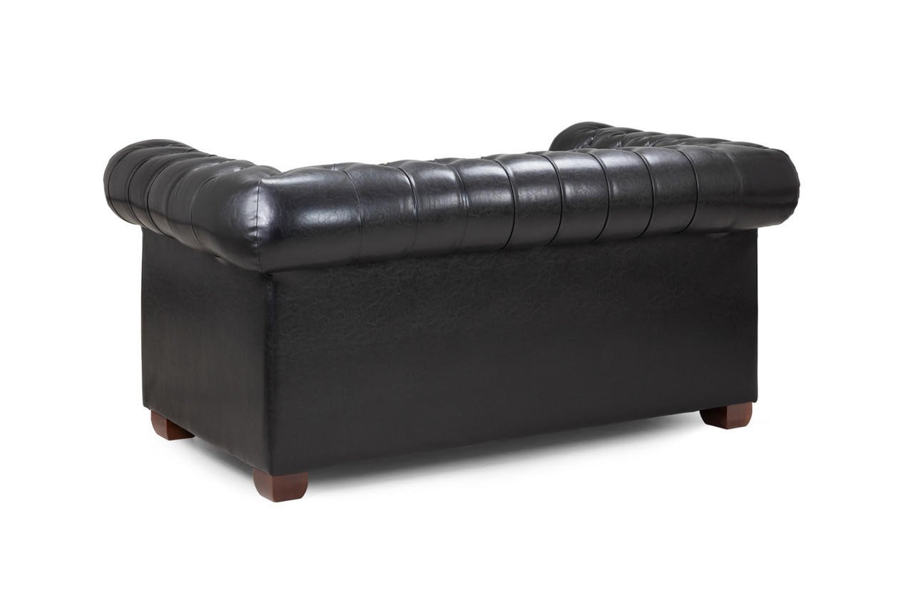 Mallow Black Leather 2 Seater Sofa - Image 2