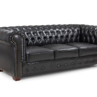 Mallow Black Leather 3 Seater Sofa