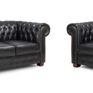 Mallow Black Leather 3+2 Sofa Set