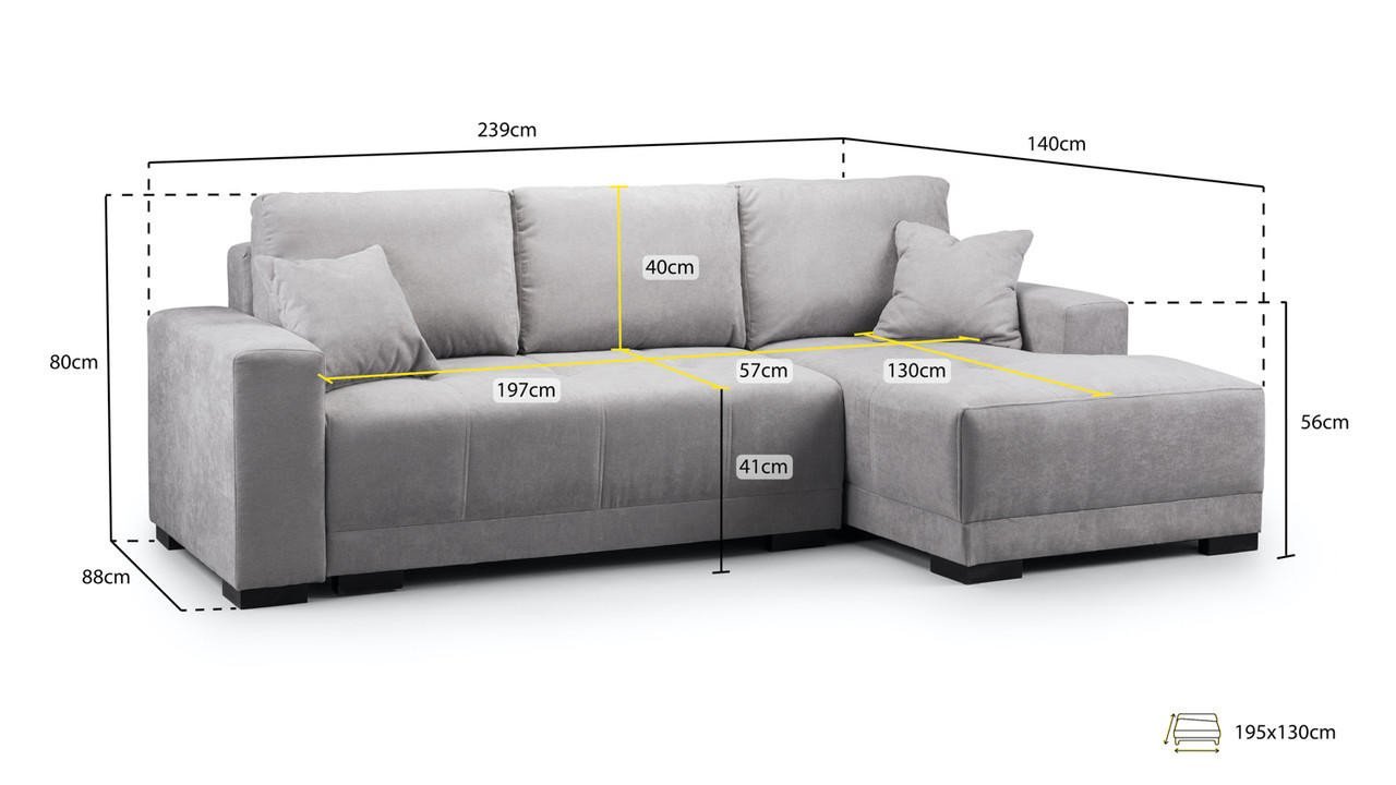 Pryme Grey Fabric Right Hand Facing Corner Sofa - Image 4