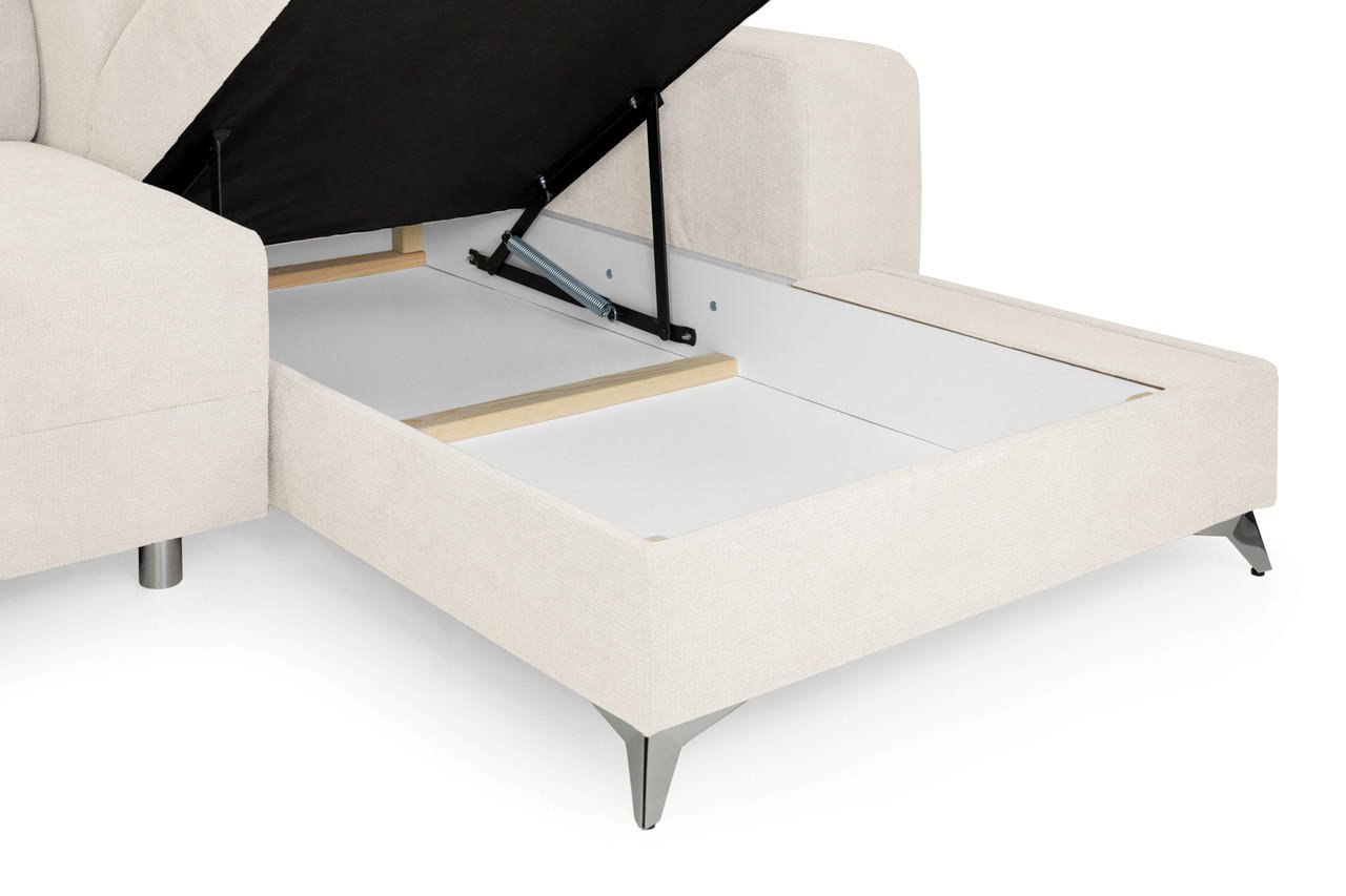 Caydance Beige Right Hand Facing Corner Electric Sofa Bed - Image 5