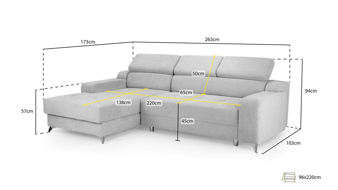 Caydance Beige Left Hand Facing Corner Electric Sofa Bed - Image 6