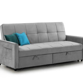Myles Plush Grey Fabric 3 Seater Sofa Bed