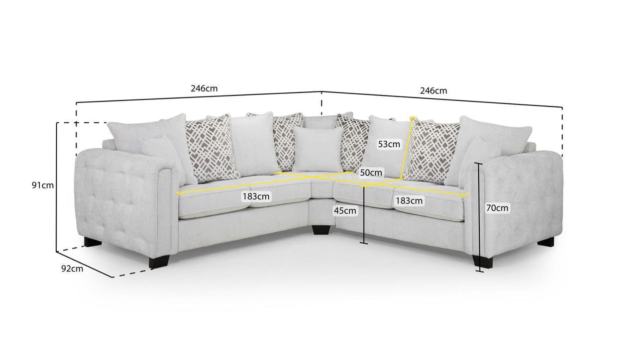 Ambrose Light Grey Fabric Large Corner Sofa - Image 7