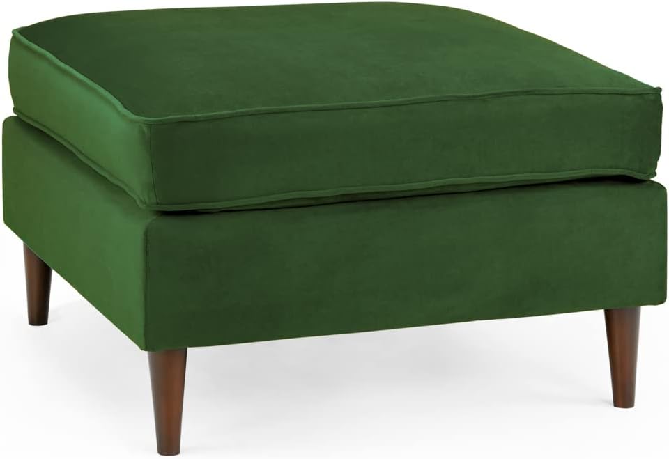 Barkham Plush Green Fabric Footstool