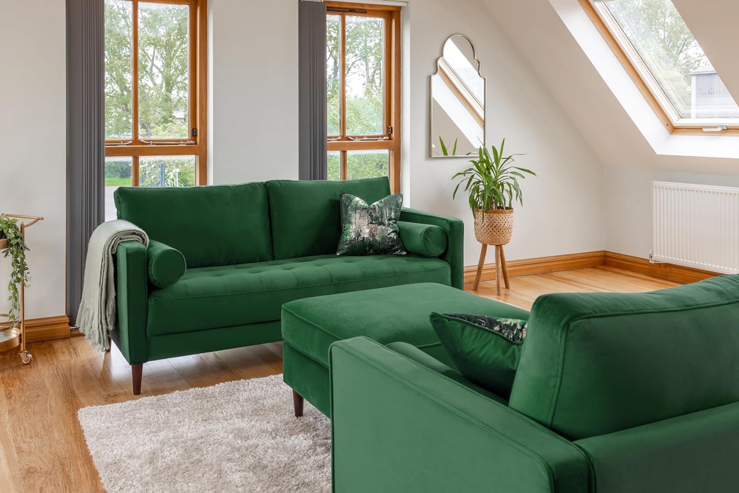 Barkham Plush Green Fabric 4 Seater Sofa - Image 3