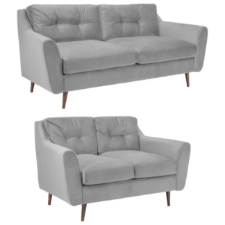 Portebello Plush Grey Fabric 3+2 Sofa Set