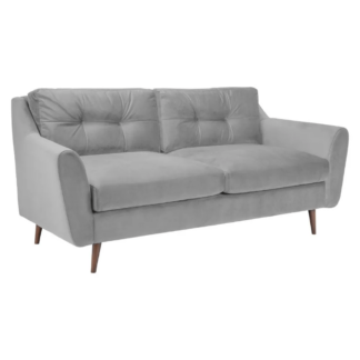 Portebello Plush Grey Fabric 3 Seater Sofa