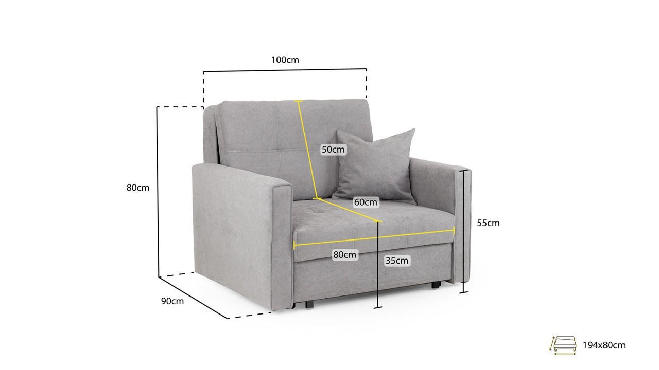 Burnsall Grey Fabric Armchair Sofa Bed - Image 5
