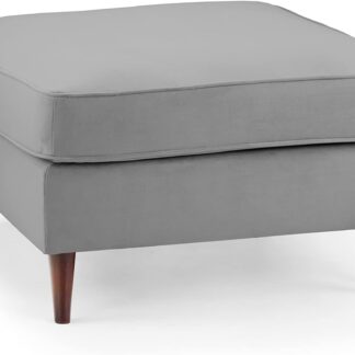 Barkham Plush Grey Fabric Footstool