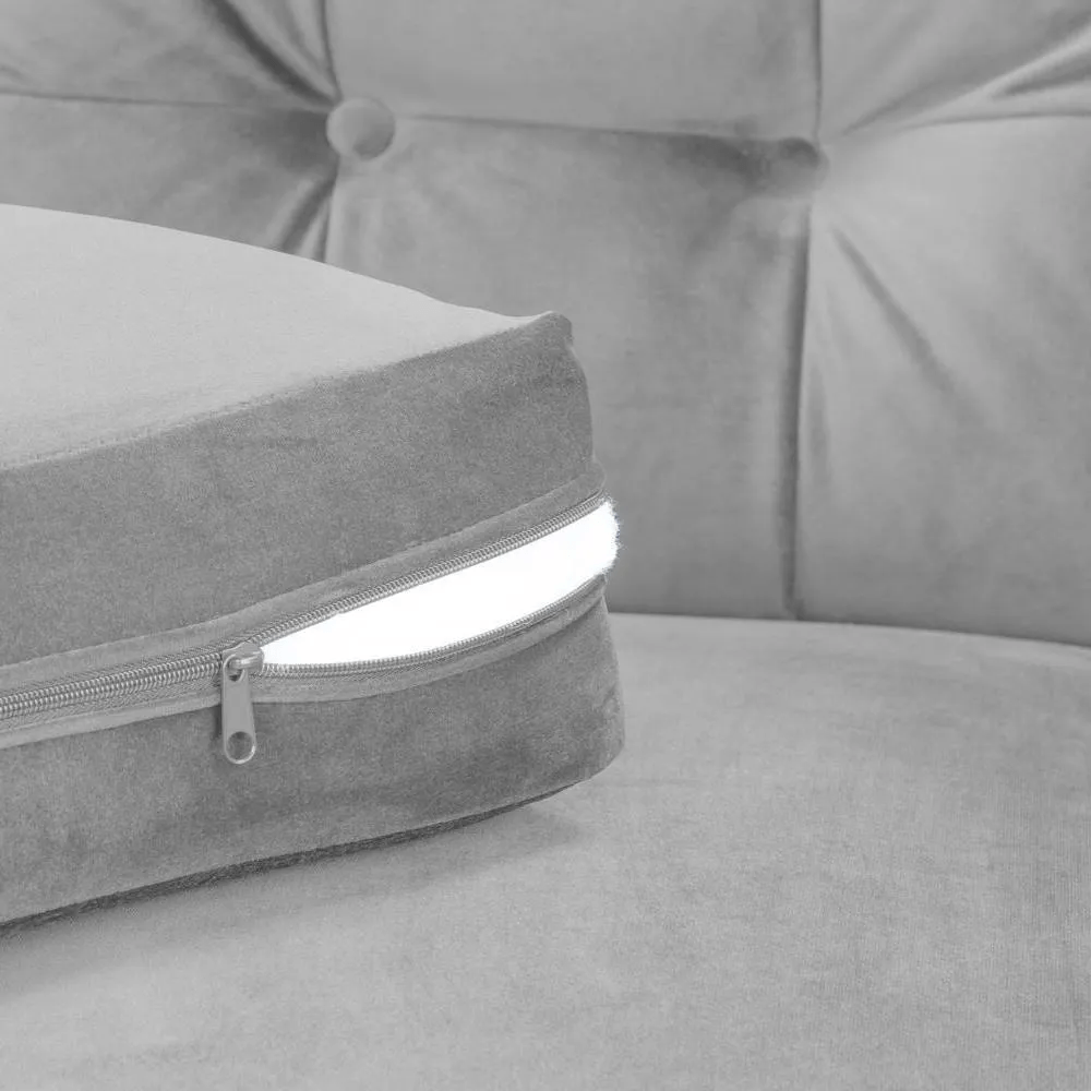 Portebello Plush Grey Fabric Right Hand Facing Corner Sofa - Image 4
