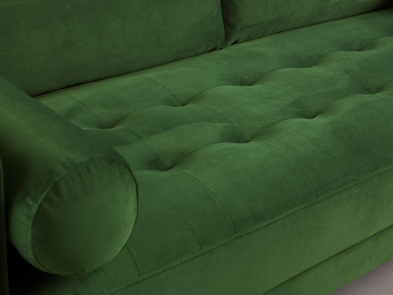 Barkham Plush Green Fabric 4 Seater Sofa - Image 4