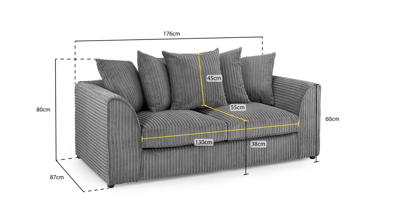 Markham Grey Fabric 3 Seater Sofa - Image 3