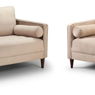 Barkham Plush Beige Fabric 3+2 Sofa Set