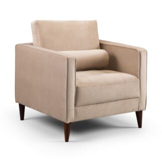 Barkham Plush Beige Fabric Armchair