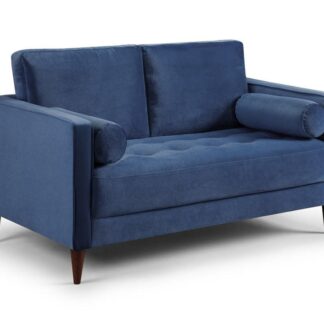 Barkham Plush Blue Fabric 2 Seater Sofa