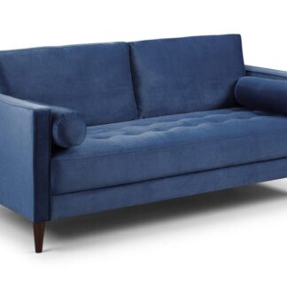 Barkham Plush Blue Fabric 3 Seater Sofa