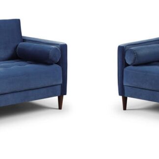 Barkham Plush Blue Fabric 3+2 Sofa Set