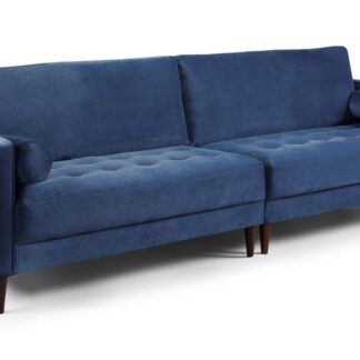 Barkham Plush Blue Fabric 4 Seater Sofa