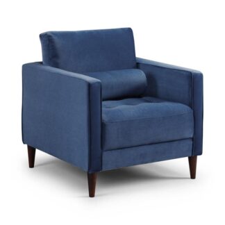 Barkham Plush Blue Fabric Armchair