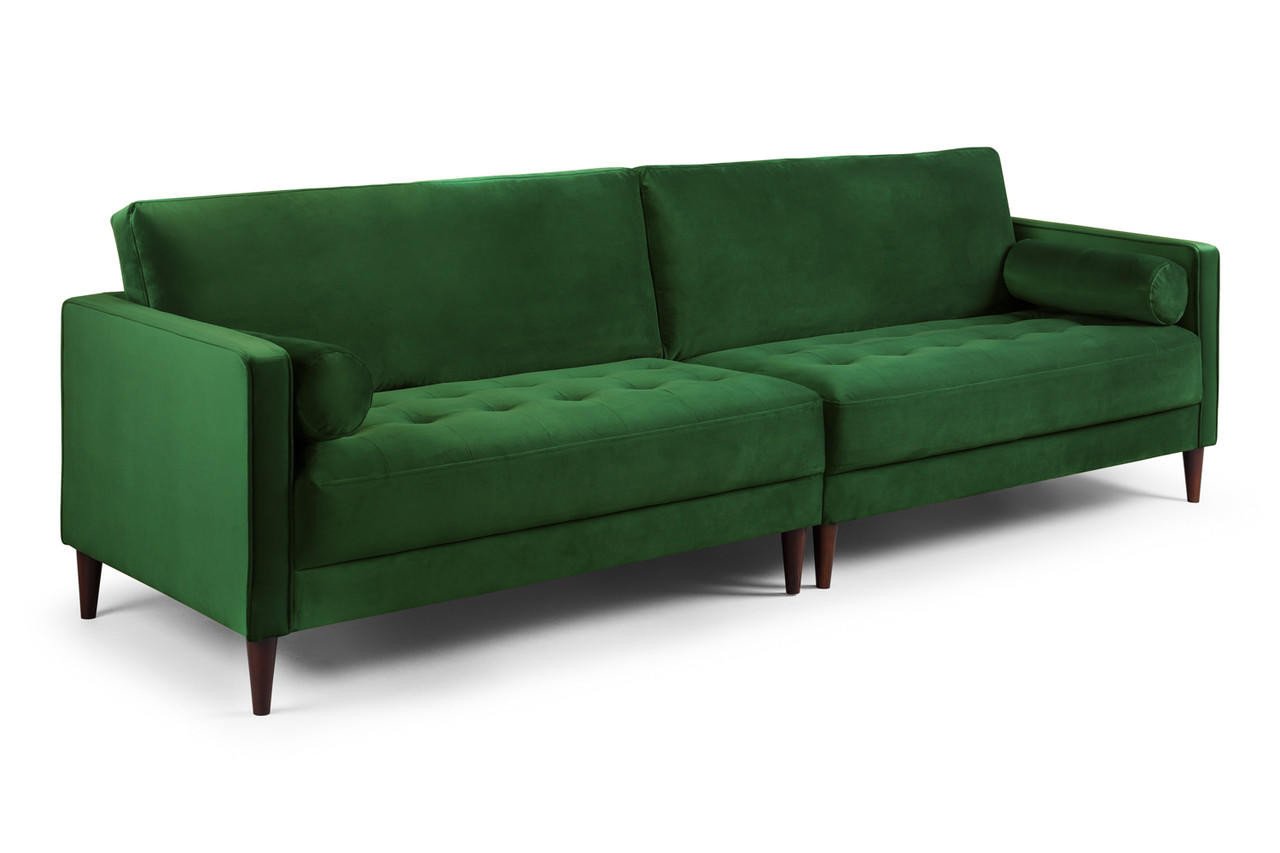 Barkham Plush Green Fabric 4 Seater Sofa