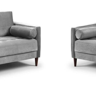 Barkham Plush Grey Fabric 3+2 Sofa Set