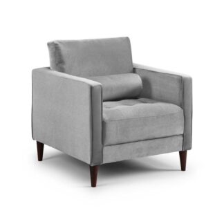Barkham Plush Grey Fabric Armchair