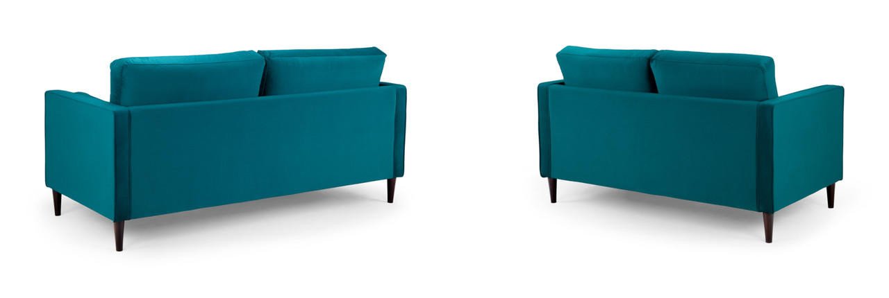Barkham Plush Teal Fabric 3+2 Sofa Set - Image 2