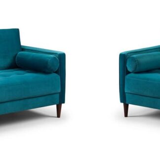 Barkham Plush Teal Fabric 3+2 Sofa Set