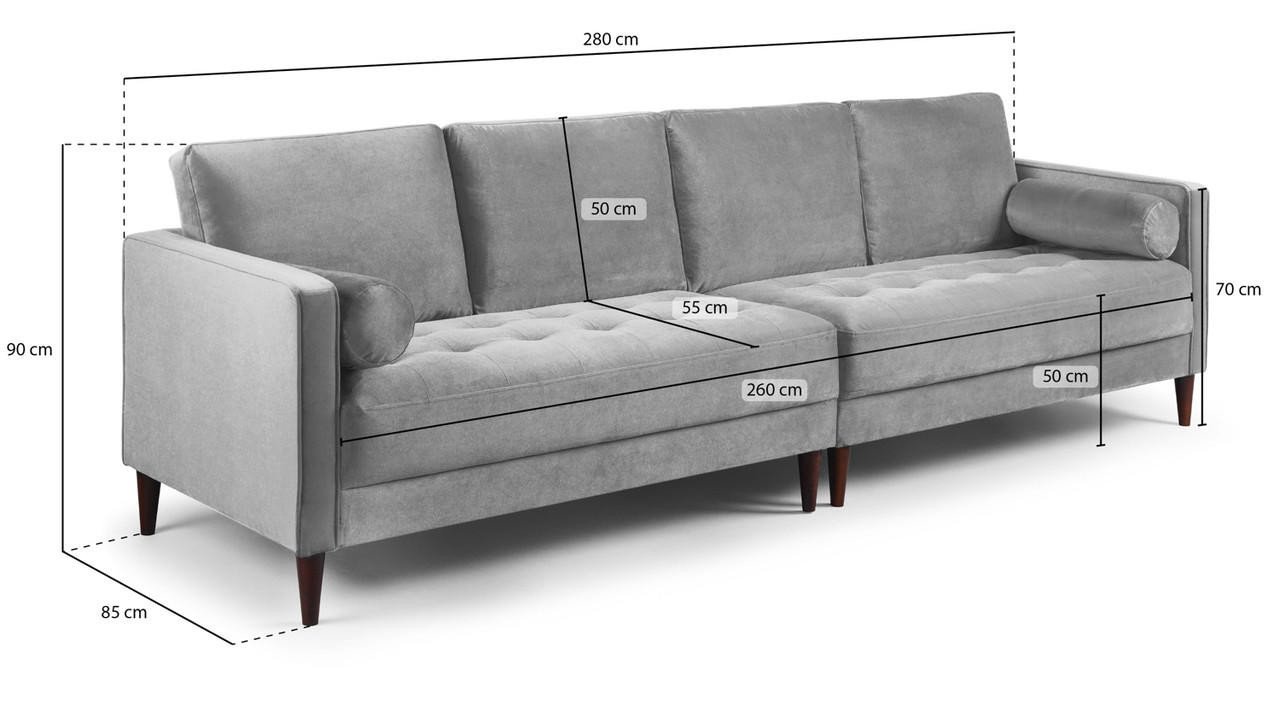 Barkham Plush Teal Fabric 4 Seater Sofa - Image 7