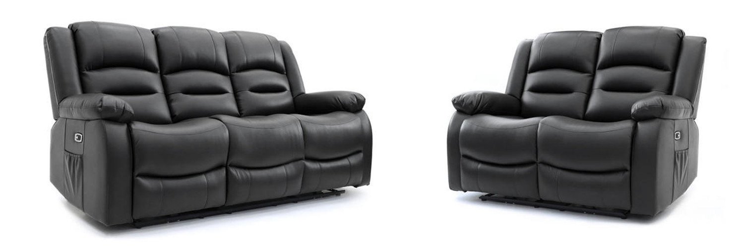 Ronan Black Leather Electric Recliner 3+2 Sofa Set