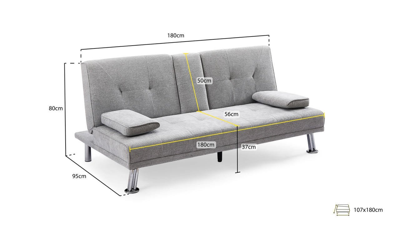 Wren Light Grey Fabric 3 Seater Sofa Bed - Image 4
