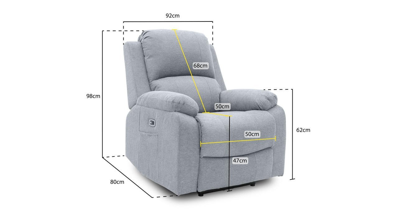 Jagger Grey Fabric Electric Recliner Armchair - Image 2