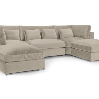 Lucius Beige Fabric U Shape Corner Sofa