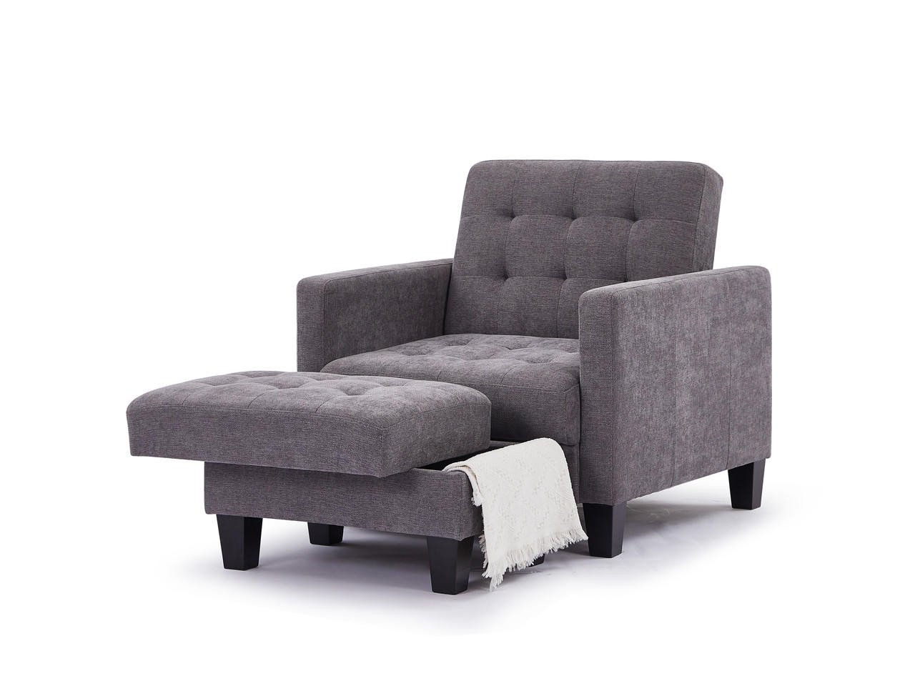 Barrett Dark Grey Fabric Armchair Sofa Bed - Image 3