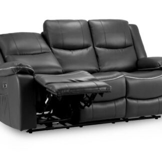 Vortex Black Leather Electric Recliner 3 Seater Sofa