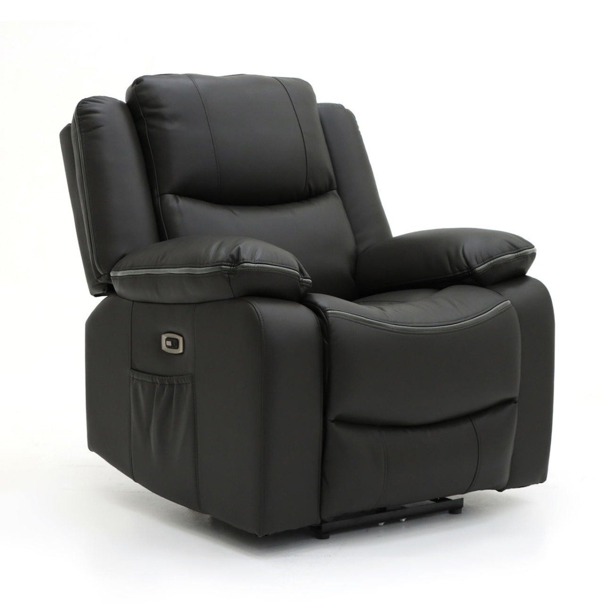 Vortex Black Leather Electric Recliner Armchair - Image 2